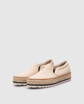 Brunello Cucinelli Бежевые слипоны из нубука с цепочкой мониль MZDWAG631