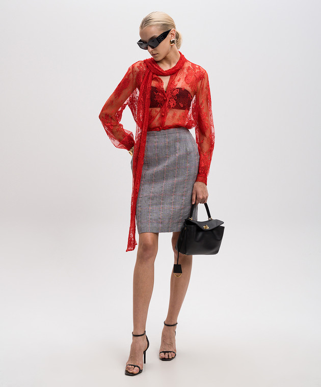 Balenciaga Красная блузка с кружевами в цветочный узор 479897 изображение 2