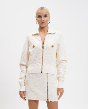 Balmain Біла твідова куртка FF0TE200KJ16