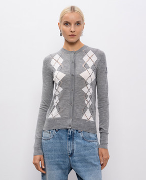 Ermanno Scervino Сірий кардиган з вовни в геометричний візерунок D475N317FYJ