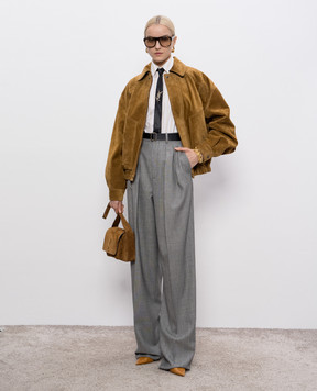Saint Laurent Бежевая рубашка Cassandre в полоску 835517Y7C11