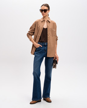 Twinset Коричневий топ з металевим логотипом 242TT2412
