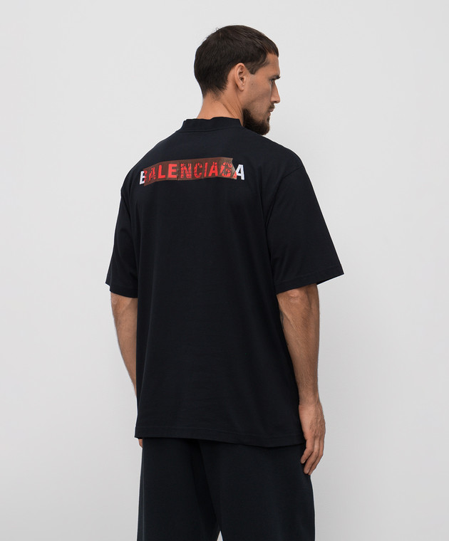 Balenciaga Черная футболка с логотипом 764235TSVG2 изображение 4