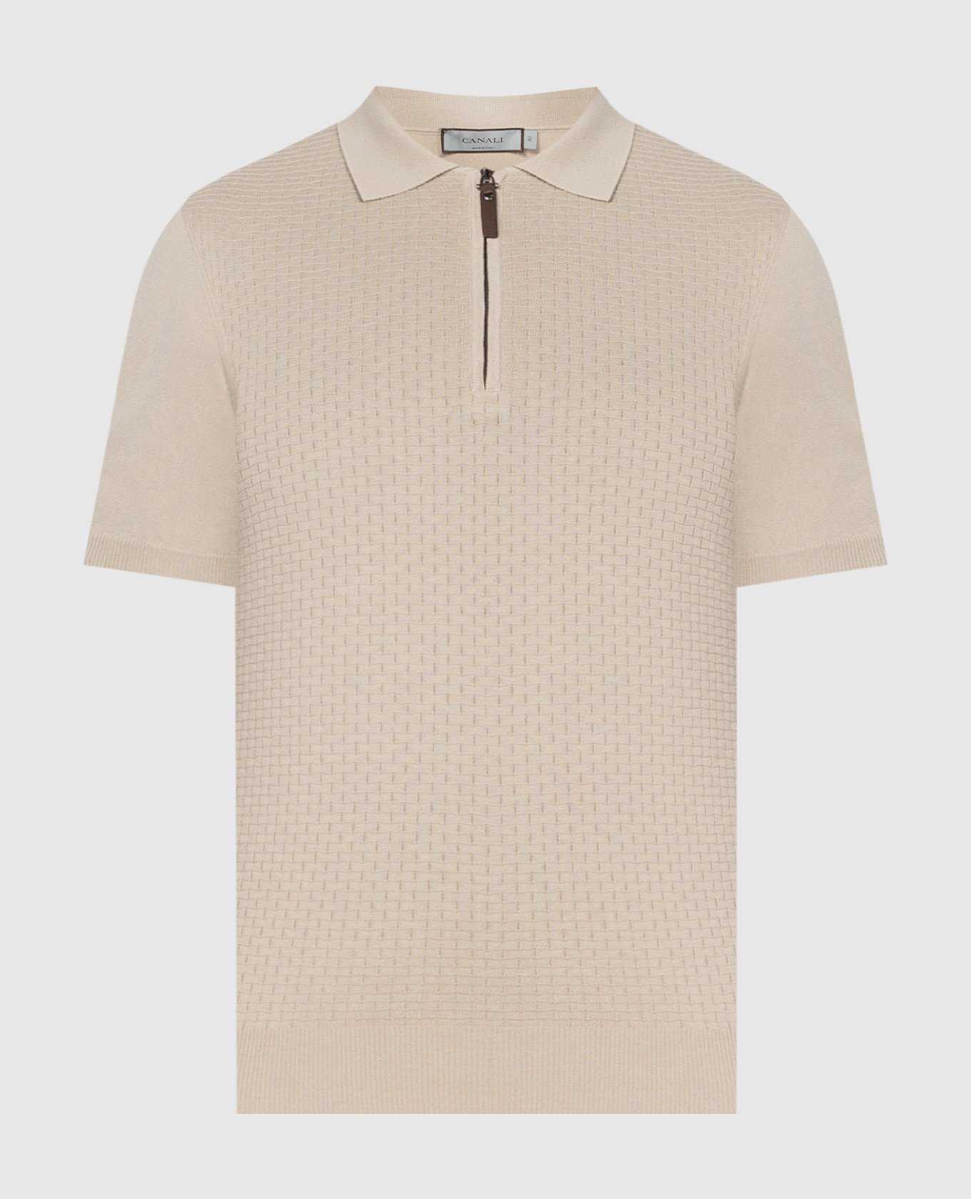 Beige polo in a textured pattern