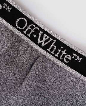 Off-White Детские серые спортивные брюки с люрексом с узором логотипа. OGCH009F24FLE001