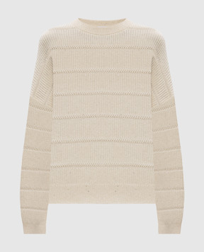 Brunello Cucinelli Бежевий светр з кашеміру та вовни з люрексом MBM738200P