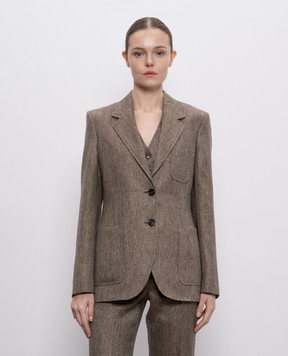 Loro Piana Жакет цвета хаки Eleanor из льна. FAP2796