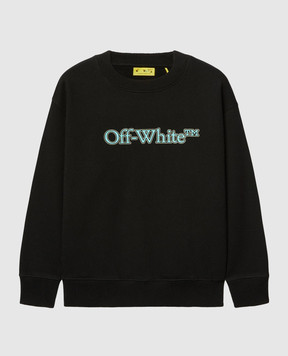 Off-White Дитячий чорний світшот з принтом логотипа OBBA001S25FLE001