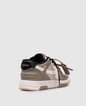 Off-White Детские серые кожаные кроссовки Out of office с логотипом OBIA011S25LEA001