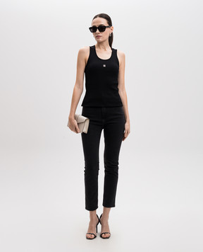 Givenchy Черный топ в рубчик с металлической эмблемой 4G BW70CH3YHY