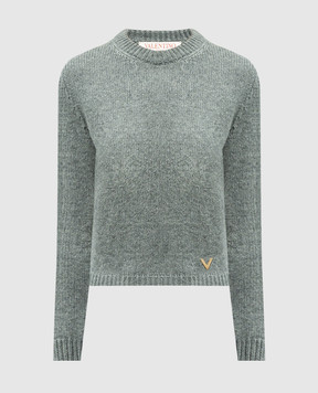 Valentino Сірий светр із кашеміру з логотипом V Gold 5B3KC34I7EV