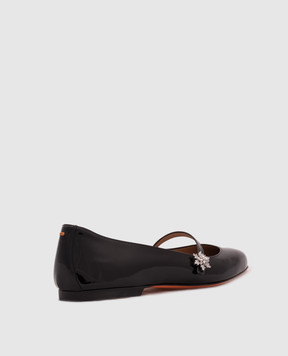 Santoni Черные кожаные лакированные балетки WAAH71346KI1NVHD