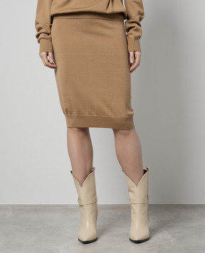 Max Mara Sportmax Бежевая юбка Luna из шерсти LUNA