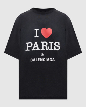 Balenciaga Черная футболка I Love Paris & Balenciaga 764235TRVU9