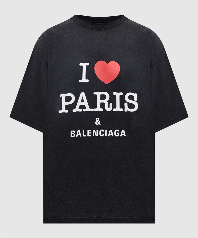 Balenciaga - Черная футболка I Love Paris & Balenciaga