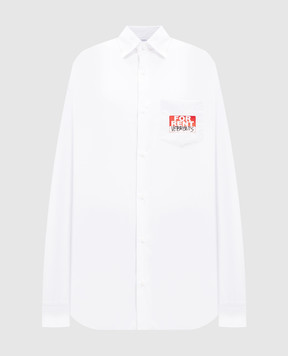 Vetements Белая рубашка с принтом логотипа UA66SH450W