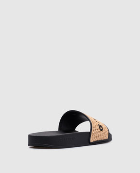 Givenchy Черные шлепанцы с рафием с вышивкой логотипа BE3076E29B
