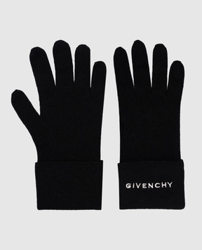 Givenchy Чорні рукавички з вовни і кашеміру з логотипом GVGUANU7731