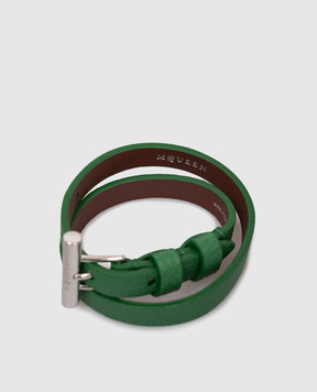 Alexander McQueen Зелений шкіряний браслет з логотипом 8134721AAUG