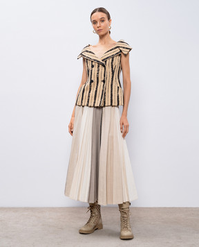 Christian Dior Бежева спідниця міді з вишивкою 122J02X3376
