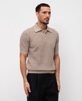 Brunello Cucinelli Коричневое поло с льном M2L707715