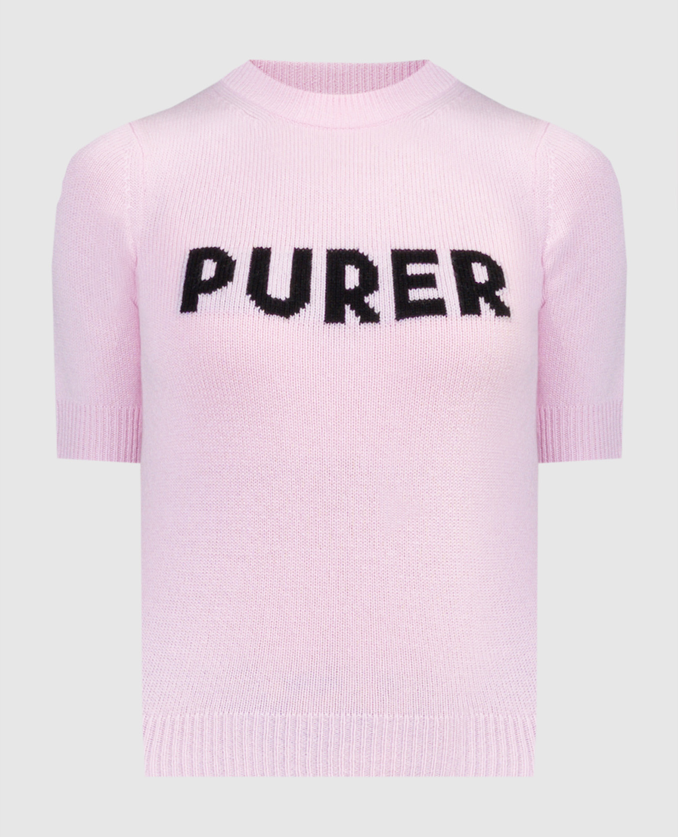 Розовая футболка Unisono из шерсти и кашемира с узором.
