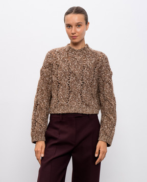Brunello Cucinelli Коричневий светр з вовною і кашеміром MGR372900