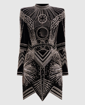 Balmain Чорна оксамитова сукня з кристалами 143952