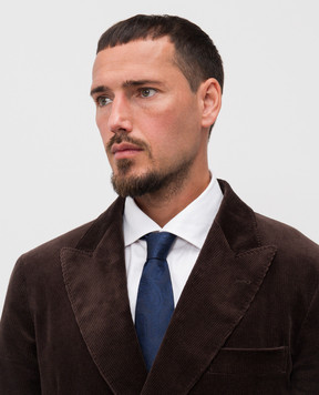 Brunello Cucinelli Синий галстук из шелка в узор MR8970018