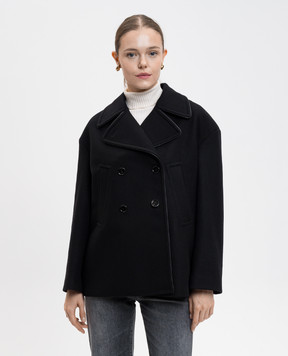 Dondup Чорне двобортне пальто з вовною DJ742WF0168DXXX