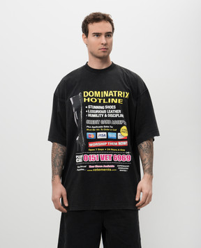 Vetements Чорна футболка з принтом UA66TR740Bm