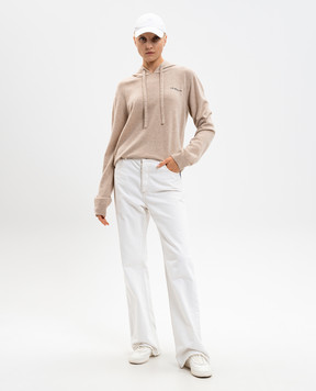 Off-White Бежевые худи из кашемира с логотипом 2HU005F25KNI001