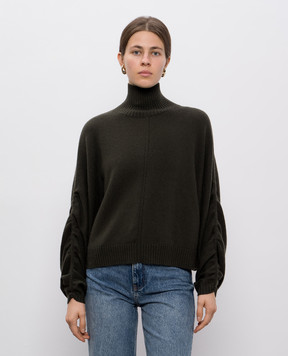 Allude Зелений светр з вовни та кашеміру з драпіруванням 25517043
