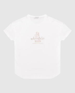 Brunello Cucinelli Дитяча біла футболка з вишивкою B0T81T477C