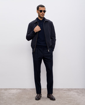 Stefano Ricci Сині штани з вовни з металевою емблемою M1T3300046W610