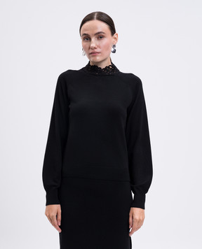 Twinset Чорний джемпер з мереживом 252TP3391