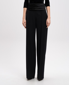 Balmain Чорні штани з вовни з високою посадкою EF1PO161ME54