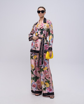 Dolce&Gabbana Рожева блуза із шовку в квітковий принт F5Q03THI1W3