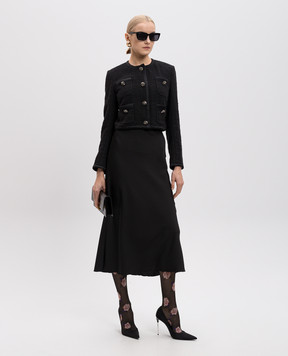 Dolce&Gabbana Черный твидовый жакет с кристаллами F27CZZFMTAC