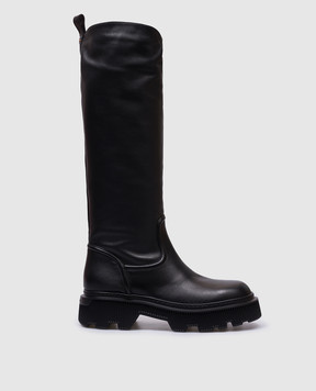 Santoni Чорні шкіряні чоботи Chicboot WSCW71108NERTAIY