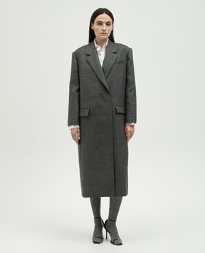 Brunello Cucinelli Сіре пальто з вовни з ланцюжком моніль MD5739860P