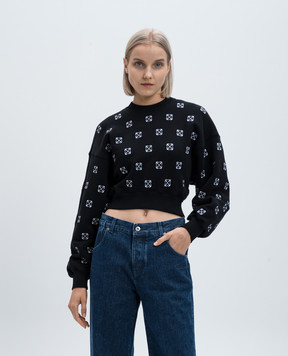 Off-White Черный свитшот с вышивкой логотипа Arrow OWBA079F24FLE002