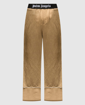 Palm Angels Коричневые брюки с льном с логотипом. PWCA117S24FAB0016110