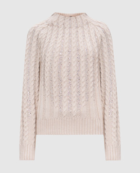 Ermanno Scervino Бежевий светр з вовною в кристали D455M321CTURY