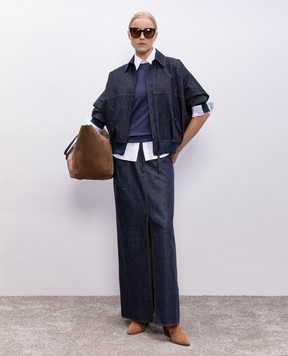 Brunello Cucinelli Синя футболка з ланцюжком моніль M0T81HA800