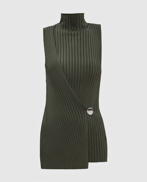 Jil Sander Зелений топ з металевою брошкою з гравіюванням логотипа J02NC0222J18313