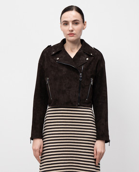 Babe Pay Pls Коричневая замшевая укороченная косуха 2516SUEDE
