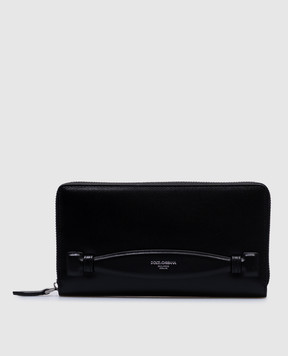 Dolce&Gabbana Черный кожаный кошелек с принтом логотипа. BP1672AV956