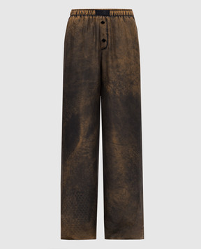 Maison Margiela MM6 Коричневі штани із шовку з ефектом потертості S52KA0523M35244