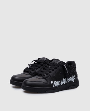 Off-White Черные кожаные кроссовки Out Of Office For Walking OMIA189C99LEA01A